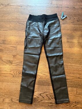 INC International Concepts Black Faux Leather Leggings with Stretch Waistband